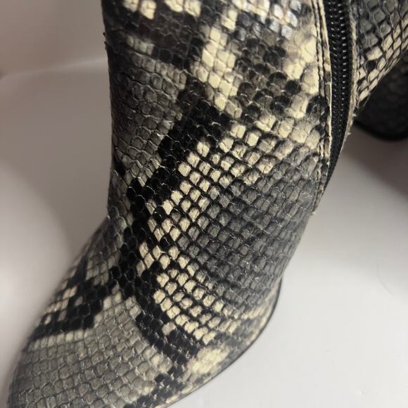 Napoleoni Made in Italy Snakeskin Pattern Leather Zippered Ankle Boot Size 6.5 - Picture 3 of 15